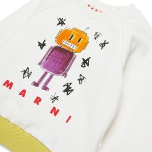 Marni Kids White Sweatshirt with Robot Design